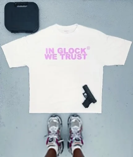 In Glock We Trust Oversized T Shirt WhitePink (1)
