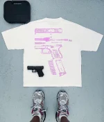 In Glock We Trust Oversized T Shirt WhitePink (2)