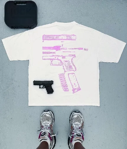 In Glock We Trust Oversized T Shirt WhitePink (2)
