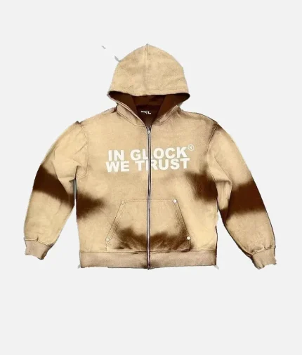 In Glock We Trust Zip Up Hoodie Mocha (2)