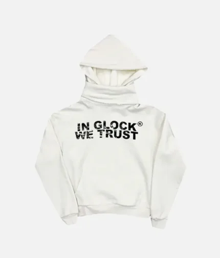 In Glock We Trust Neck Mask Hoodie White (2)